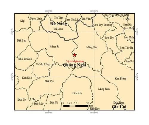 Động đất liên tiếp xảy ra tại tỉnh Quảng Ngãi