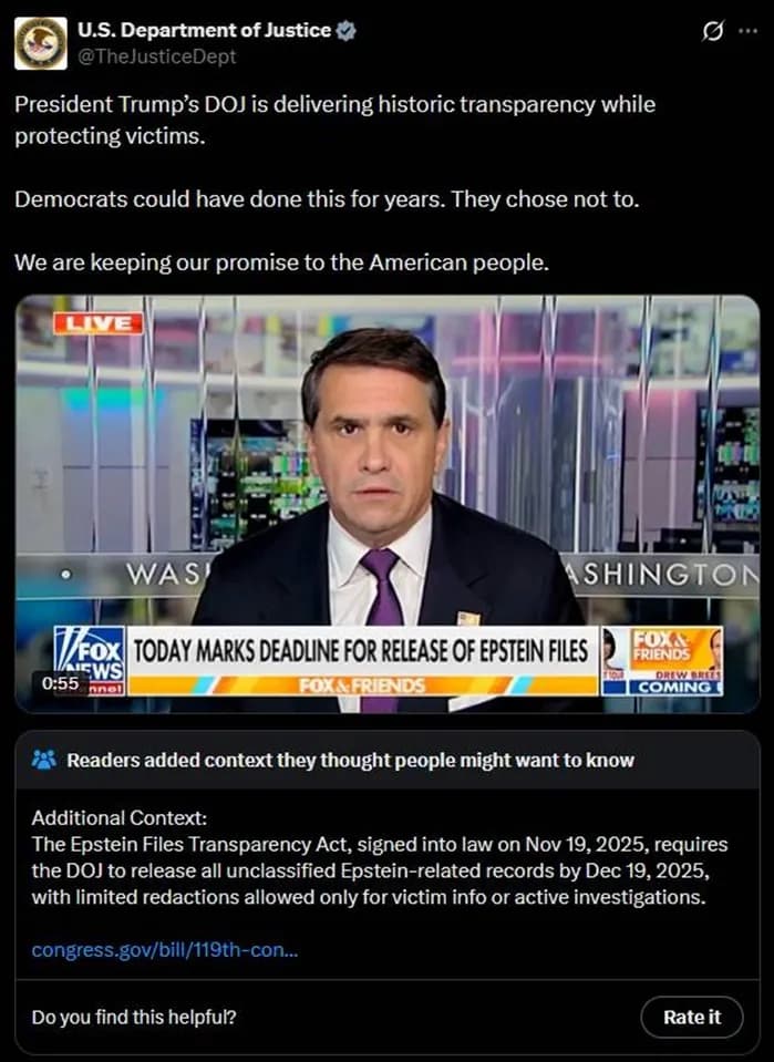 Bộ Tư pháp Hoa Kỳ công bố hồ sơ tài liệu về Jeffrey Epstein 